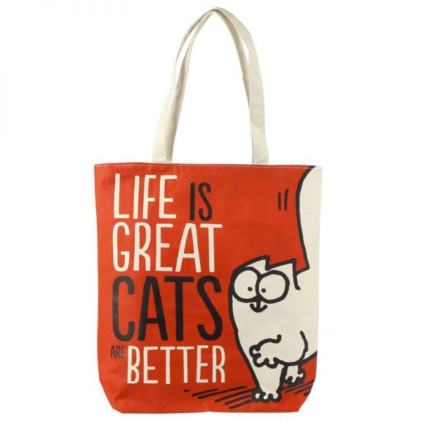 Bavlnená taška Simon's Cat - Life is Great Cats are Better 1 - pre milovníkov mačiek