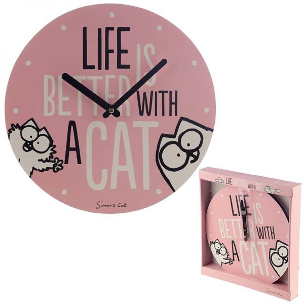 Nástěnné hodiny Simon's Cat - Life Is Better With a Cat 1 - pre milovníkov mačiek