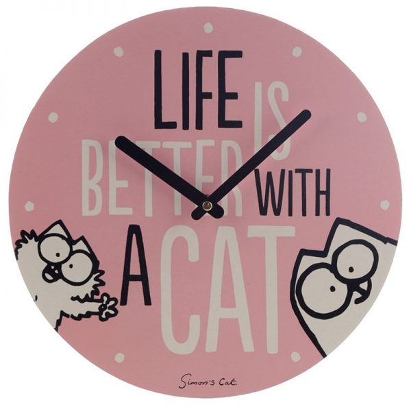 Nástěnné hodiny Simon's Cat - Life Is Better With a Cat 2 - pre milovníkov mačiek