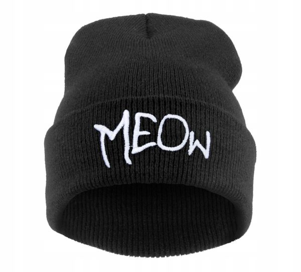 Zimná čiapka s nápisom Meow 1 - pre milovníkov mačiek