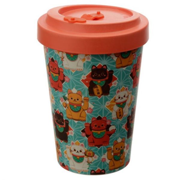 Maneki Neko - Cestovný termohrnček z bambusového kompozitu 1 - pre milovníkov mačiek