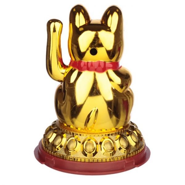 Mávajúca mačička pre šťastie Maneki Neko na solárne nábíjanie - zlatá 5 - pre milovníkov mačiek