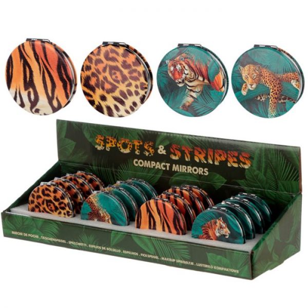 Spots & Stripes Veľká Mačička Koženkové kompaktné zrkadielko 3 - pre milovníkov mačiek