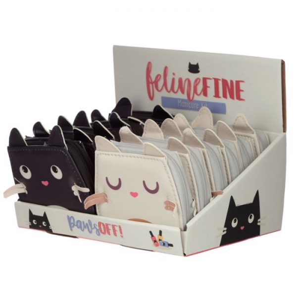 Mini päťdielny manikúrový set v púzdre s motívom mačičky Feline Fine 4 - pre milovníkov mačiek