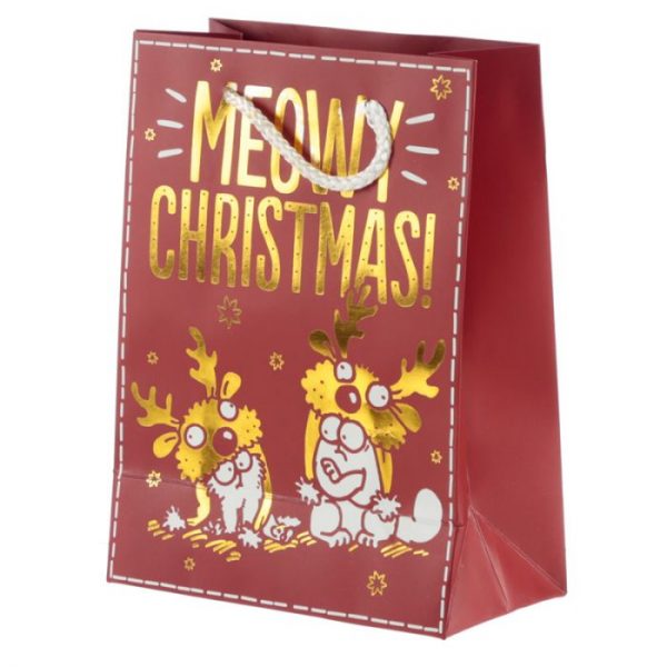 Simon's Cat Meowy Vianočná metalická darčeková taška - stredná 3 - pre milovníkov mačiek