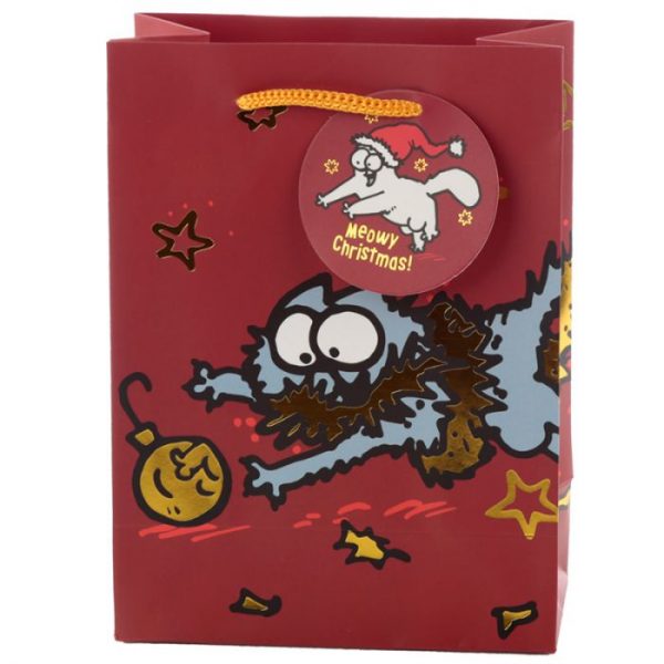 Stredná darčeková taška Vianoce Simon's Cat - Simonova mačka 2 - pre milovníkov mačiek