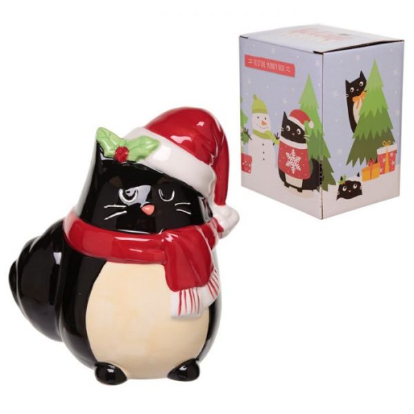 Feline Festive Vianočná Mačka - Keramická Pokladnička 4 - pre milovníkov mačiek