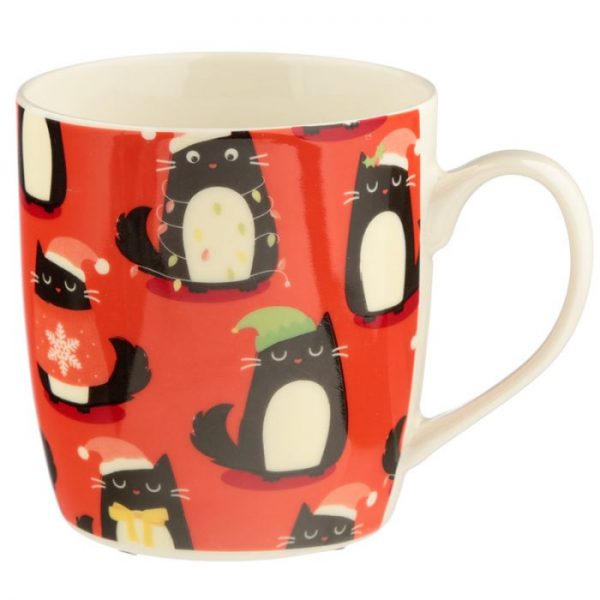 Feline Festive Cat Porcelánový hrnček 4 - pre milovníkov mačiek