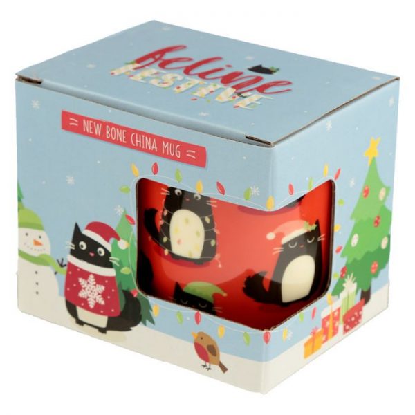Feline Festive Cat Porcelánový hrnček 2 - pre milovníkov mačiek
